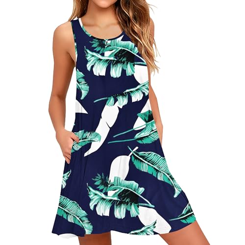 Image of AUSELILY Women's Summer Dress Sleeveless Floral Mini Dresses with Pockets Bohemian Dress 2025 New