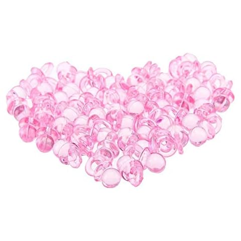 WEKNOWU 50PCS Pink Mini Dummy Pacifier Acrylic Soothers Table Scatter Confetti Party Decoration Accessories for Baptism Baby Shower Birthday Mother to Be Party Favour Cover