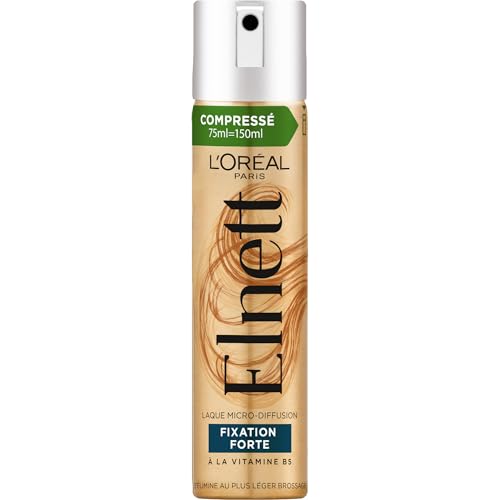 L'Oréal Paris - Laque Fixation Forte - Tenue Longue Durée 48H Indétectable - Maintien Souple Sans Résidus - Nouvelle Formule - Enrichi en Vitamine B5 -...