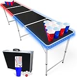 8-Foot Folding Party Table w/Music Sync LED Lights, Free Set of HEXCUPs & Pong Balls - Party Edition
