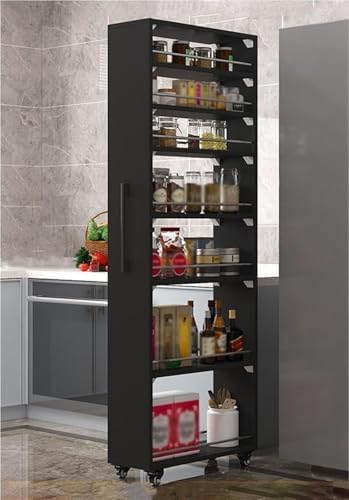 7-Tier Rolling Spice Rack - Slim Pantry Organizer with Handle & Wheels, Freestanding Storage Shelves for Kitchen, Dining Room & Restaurant Mobile Cart