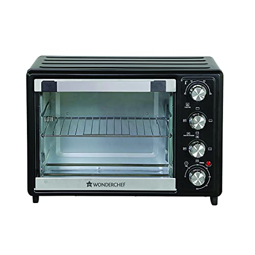 Image of Wonderchef Oven Toaster Griller (OTG) 32 Litres, Stainless Steel With Rotisserie, Auto Power-Off With Bell, Heat Resistant Glass Window