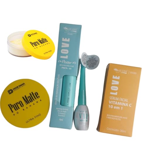 kit maquiagem,rimel Preto, Delineador, Pó Banana,prime Sérum vitamina 10 em 1