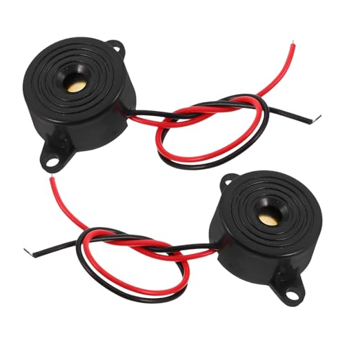HORIALENCE Zumbador Piezoeléctrico Activo 3-24 V Dc 2 Unidades, Alarma Sonora de Alto Decibelio para Sistemas de Seguridad Automotriz, Dispositivo de Alarma Eléctrica para Proyectos