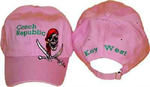 Pink Jolly Roger Pirate Conch Republic Embroidered Baseball Style Hat Cap image 2