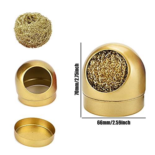 Image of Soldering Iron Tip Cleaner Kit Include 7Pcs Solder Tip Cleaning Wire and 1Pc Ball Shell Holder for Cleaning Soldering Head Steel Irons Tip, Gold