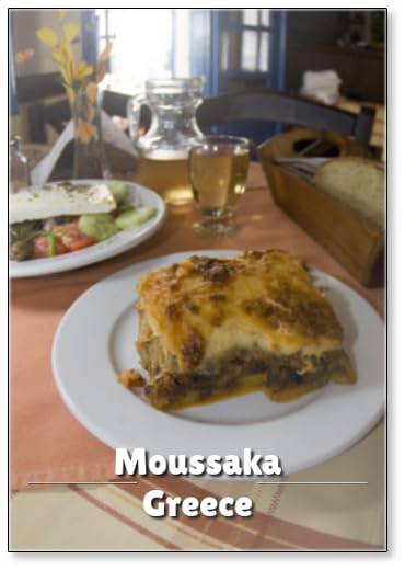 Imán para nevera con diseño de musaca griega