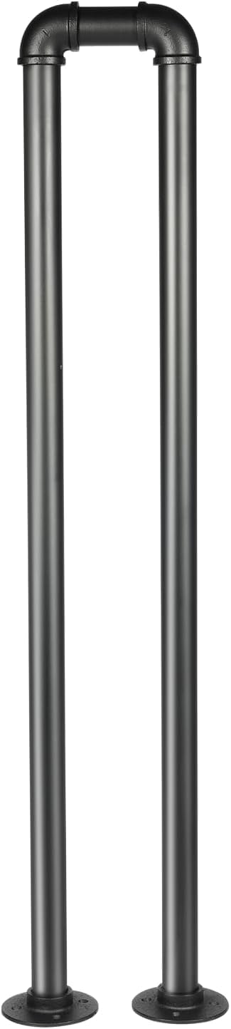 Lqsybhd Black Hand Rails Stair Railing Indoor, Metal U Shaped Stair Railing Handrails For Outdoor Steps, Non-Slip Stair Railing Wrought Iron Guardrail For Seniors Garden Staircase(Size:2.13ft/65Cm)