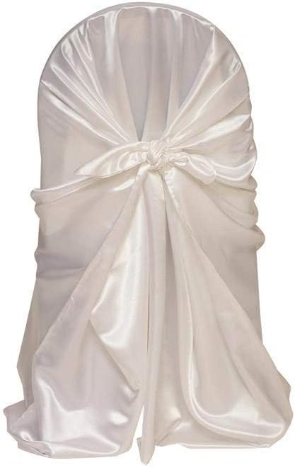 Your Chair Covers - 4 Pack Satin Self-Tie Universal Chair Cover White, Pillow Case Slipcovers for Chairs in Weddings and Events