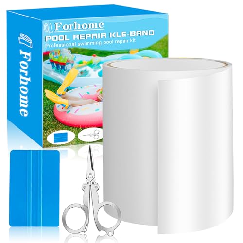 Forhome Set per la riparazione della piscina Nastro Toppe di Riparazione per Piscina per Letto ad Acqua, Piscina, Rivestimento per Piscina, Piscina per Bambini 10 cm x 150 cm