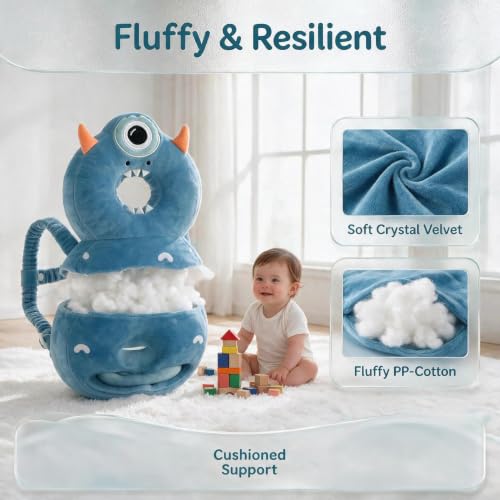 Image of Baby Head Protection Backpack - Soft Lightweight Fall Cushion for Toddlers During Crawling & Walking, Helps Ease Impact from Backward Tumbles(One-Eyed Monster)
