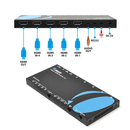 Image of OREI 4K 4x1 HDMI Switcher, Switch Between 3 Input, 1 x Soundbar to 1 TV eARC /ARC - HDMI 2.0, Dolby Atmos Passthrough CEC, HDR10, Dolby Vision