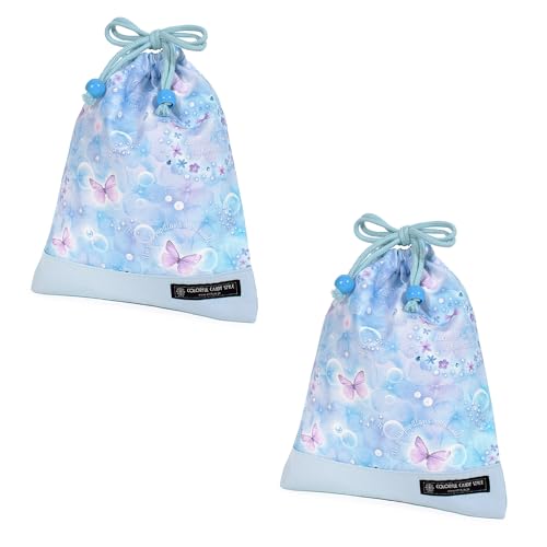 COLORFUL CANDY STYLE 巾着 中 マチ無し給食袋(ネームタグ付き) ムーンライトバタフライ 2枚セット 女の子 かわいい 子供用 巾着袋 中 小学校 給食 袋 小学生 入学 道具袋 巾着 マチ 幼稚園 かわいい N7016702