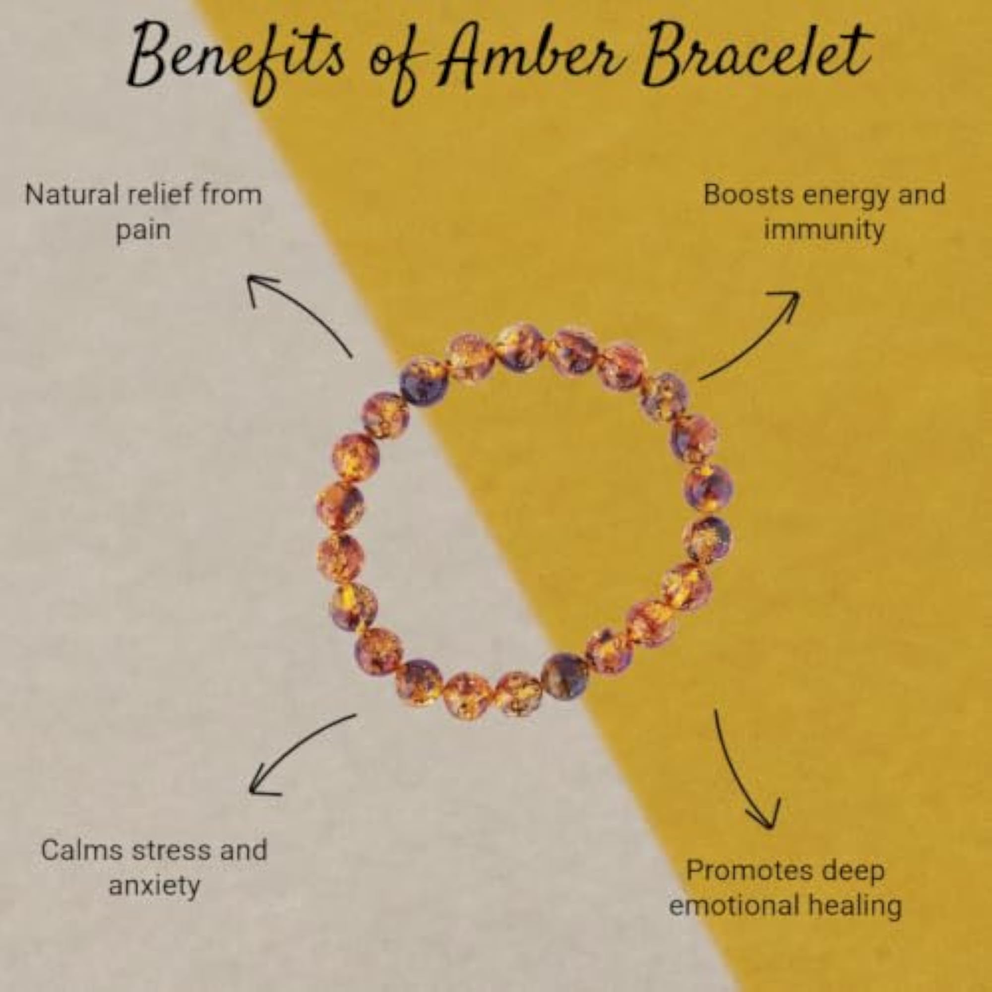 Unisex Natural Amber Crystal Bracelet, Gift Box Included