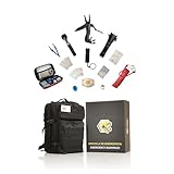 Bee Ready Kit Supervivencia Emergencia Completo – Mochila militar 45L, Linterna LED táctica, Botiquín de primeros auxilios, Cuchillo multiherramienta, Manta térmica– 25 piezas, 3 colores