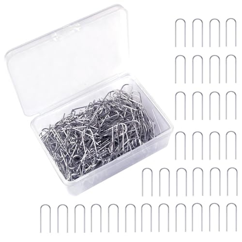 400 Pieces High Temperature Nichrome Wire Jump Rings, Nichrome High Temp Fusing Wire, U Hanger Hooks for Ceramic Ornaments, Glass Projects, 21 Gauge with a Plastic Storage Box (400)