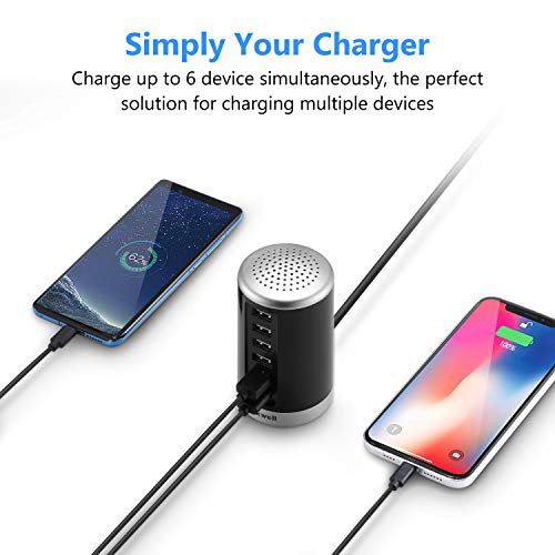 Usb Wall Charger, Nexwell 30W 6-Port Desktop Charger Usb Charging Station With Smart Identification Technology For Iphone, Ipad, Android And Virtually All Other Usb Enabled Devices, Black #TOP1
