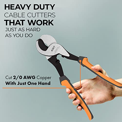 American Mutt Tools 10 Inch Cable Cutters Heavy Duty Shears | Heavy Duty Wire Cutters For Copper And Audio Wire | Battery Cable Cutter Tool, Cable Cutters Electrical | Big Wire Cutters Heavy Duty #TOP4