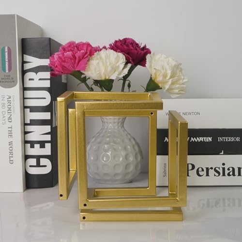 Escultura Geométrica Cubo Dorado Decorativo en Metal miniatura 7