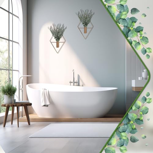 Image of Jexine Hanging Planters with Artificial Eucalyptus Metal Hanging Vase Indoor Plants Holder Modern Geometric Boho Bathroom Wall Decor for Living Room Home Office (Bronze,8 Pcs)