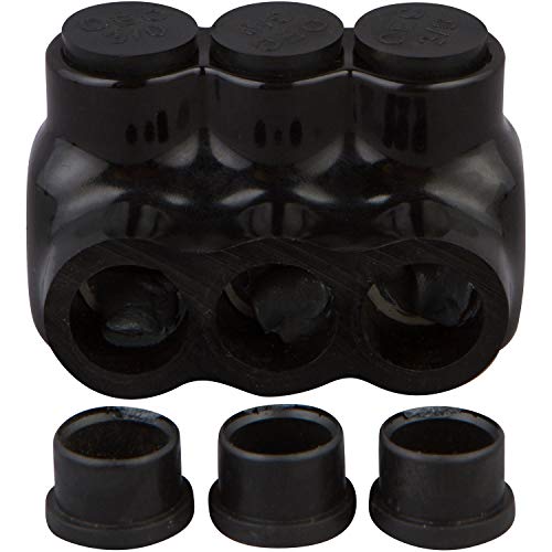 Image of Morris Products 97513 Black Insulated Multi-Cable Connector - Single Entry 3 Ports 4 - 14, 3, 3 AWG, Dual Rated CU9AL Aluminum, 600V, cULus Listed