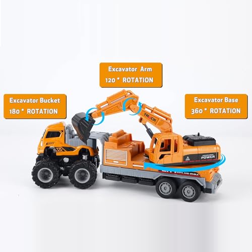 Image of Excavator Toy Truck Toy for Kids Diecast Metal Head Abs Plastic Friction Power Color Yellow