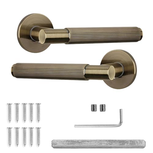 Decoranddecor Hera Antique Brass Internal Door Handles Aluminium Handle Sets Elegant and Durable Design for Wooden Interior Doors Ideal for Bedrooms Bathrooms and Living Spaces