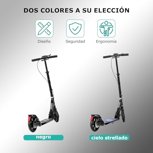 ISE Patinetes Scooter Plegable con Manillar Ajustable 93-107cm, Patinete Adulto no electrico Patinete niño con 2 Grandes Ruedas de 200mm y Freno de Mano&Guardabarros Trasero, Máx 100kg - imagen 7