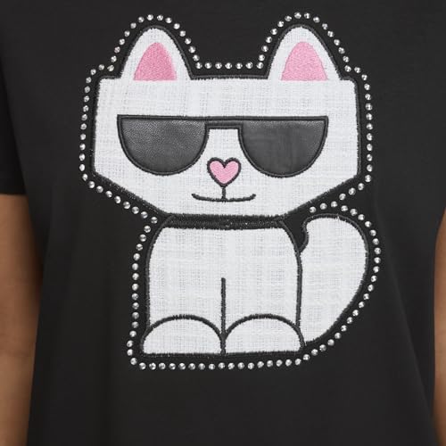 Karl Lagerfeld Paris Women's Logo Tee Top, Black, X-Small