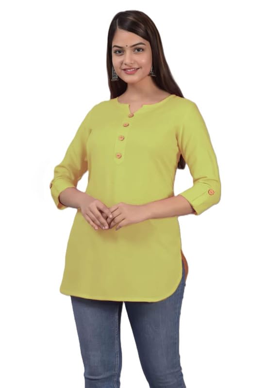 Yellow Women's Ethnic Casual Top for Regular use Cottonblend-picture-54