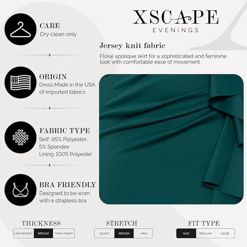 Image of Xscape Women's Long Off-the-Shoulder Sweetheart Neckline Formal Evening Gown with Ruching and Draped Ruffle Detail