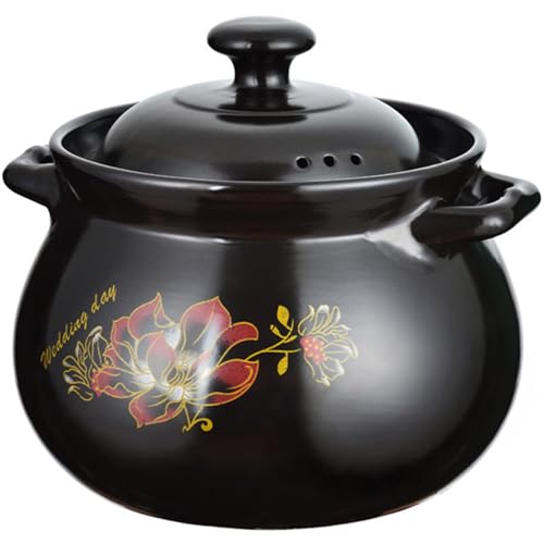 Olla de cerámica for cocinar, cacerolas pequeñas cobre, cacerola, olla barro con tapa, redonda resistente al calor for guisar, for sopa