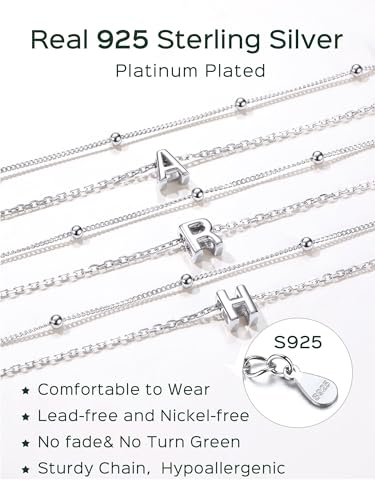Image of ChicSilver Ankle Bracelets for Women Waterproof, 925 Sterling Silver Initial Anklets for Women, Adjustable Dainty Layered Anklet Beach Jewelry for Women Mom Wife Friend