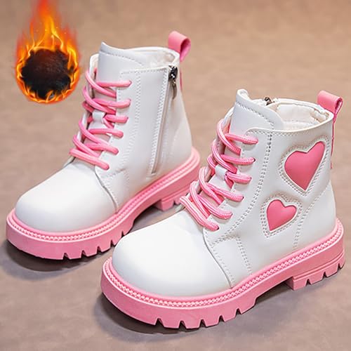 IWIHMIV Girls Winter Boots Warm Fashion Comfortable Soft Sole Booties Casual Short Riding Boots with Zipper4