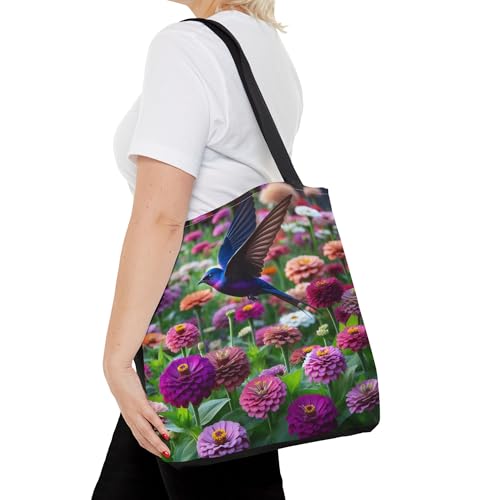 Premium Purple Martin Tote Bag with Reinforced Stitching - Zinnias Garden Design for Adults4