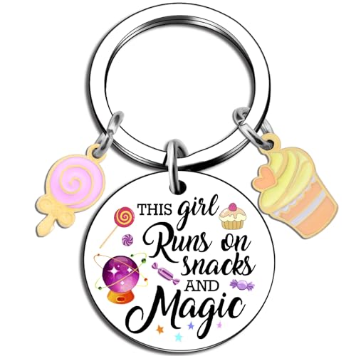 Cute Keychain Gifts For 18 Year Old Girls Women Teen Girl Birthday Gifts Trendy Stuff Funny Little Girls Keychain Charms Jewelry Christmas This Girl Runs On Snacks And Magic
