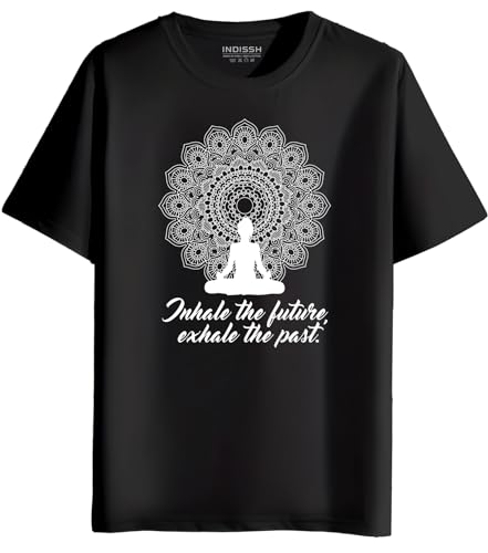 Image of INDISSH Women's Regular Fit Half-Sleeves YOGA1 Themed Garphic Printed Tshirt|Regular Wear T-Shirt for Women's| Pack of 1 T-Shirt|