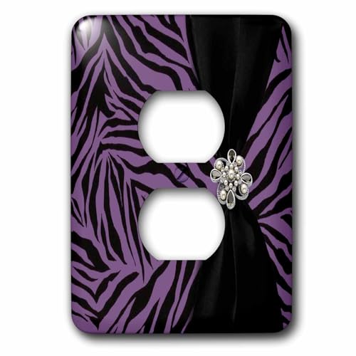 Cache prise violet motif zèbre 2 ouvertures pour chambre - 2
