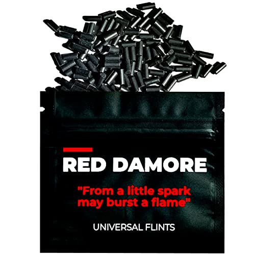Selci di grado A RED DAMORE 100 x Pietrine universali per accendino, pietre focaie, pietra focaia, compatibile con la maggior parte degli accendini - nero