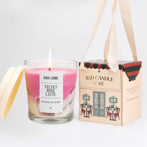 Image of RAD LVNG Velvet Rose Latte Grande | 350g Soy Wax Scented Candle | 45hr+ Burn | Silicone Lid | Hand-Poured | Rose, Vanilla, Gourmand | Gifting & Home Decor