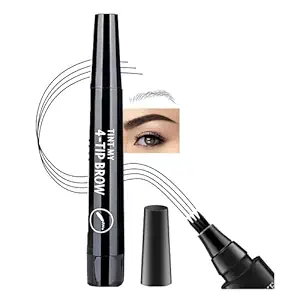 eyurva Eyebrow Pen with a 4 Micro-Fork Tip Creates Flawless Natural Looking Brows, Based on Clear Eyebrow Microblading Pen Waterproof, Long-Lasting, Sweat Resistant, Stays on All Day, Black