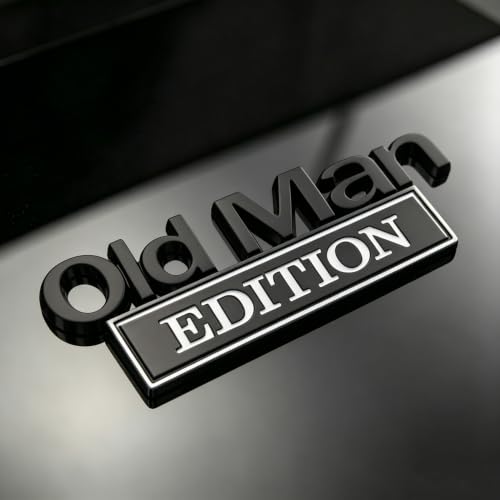 Image of 3D Old Man Edition Chrome Emblems Badges Sticker Car Vehicle, Truck, Motorcycle, RV, Scooter, SUV, Door, Window, Room, Wall and More Decoration (Black Eedition)