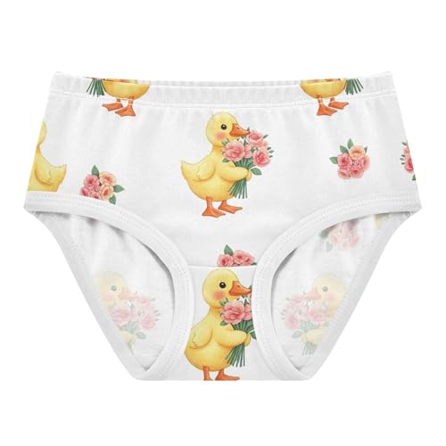 Cotton Toddlers Underwear Floral Cute Yellow Ducks Flowers Floral Cute Panties Girl Personalized Briefs Underpants 2t