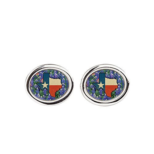 Royal Lion Cufflinks (Oval) Texas Flag Bluebonnets #TOP26