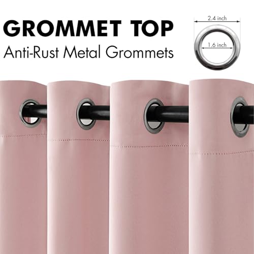 MIULEE Room Darkening Curtains Thermal Insulated Black Out Drapes Solid Window Treatment Grommet Light Blocking Blackout Curtain for Living Room Bedroom 2 Panels Set 52 x 54 inch Length Baby Pink