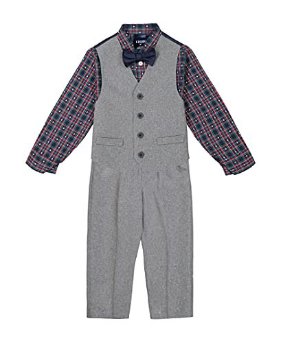 Image of IZOD Boys' 4-piece Formal Dress Up Suit Set, Vest, Pants, Collared Shirt, and Tie