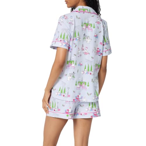 Image of Bed Head PJs Organic Cotton Short Sleeve Button Down Pajamas for Women Set | Womens Pajama Sets Matching 2 Piece PJ Shirt & Shorts with Pockets - Soft Cozy Jersey Sleepwear & Loungewear