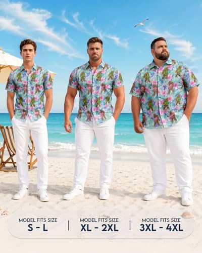 Image of 99TIMORO Fathers Film Button Down Shirt for Men, Funny Hawaiian Short Sleeve Top, Summer Beach Gifts