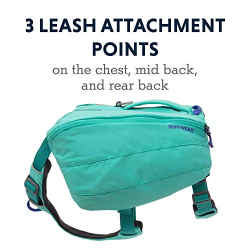 RUFFWEAR Hunderucksack, Bequeme Satteltasche für Tageswanderungen und Längeres Tragen, Für Große bis Sehr Große Hunderassen, Front Range Day Pack, Farbe Aurora Teal, Größe L/XL
