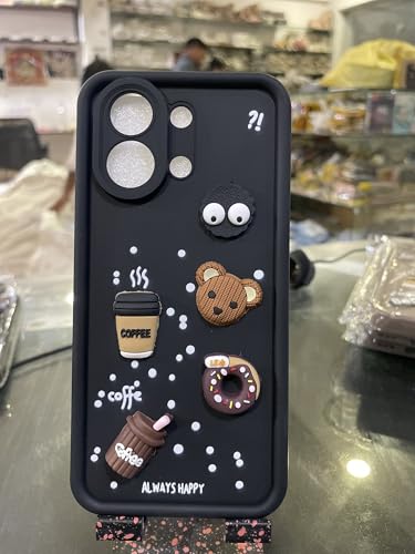 Image of Bintage Cute Fun Taddy| 3D Ball Bear| Donut| Coffee Rubber Case Full Body & Camera Protection Back Cover Compatible for Oppo K13 Turbo 5G - Black